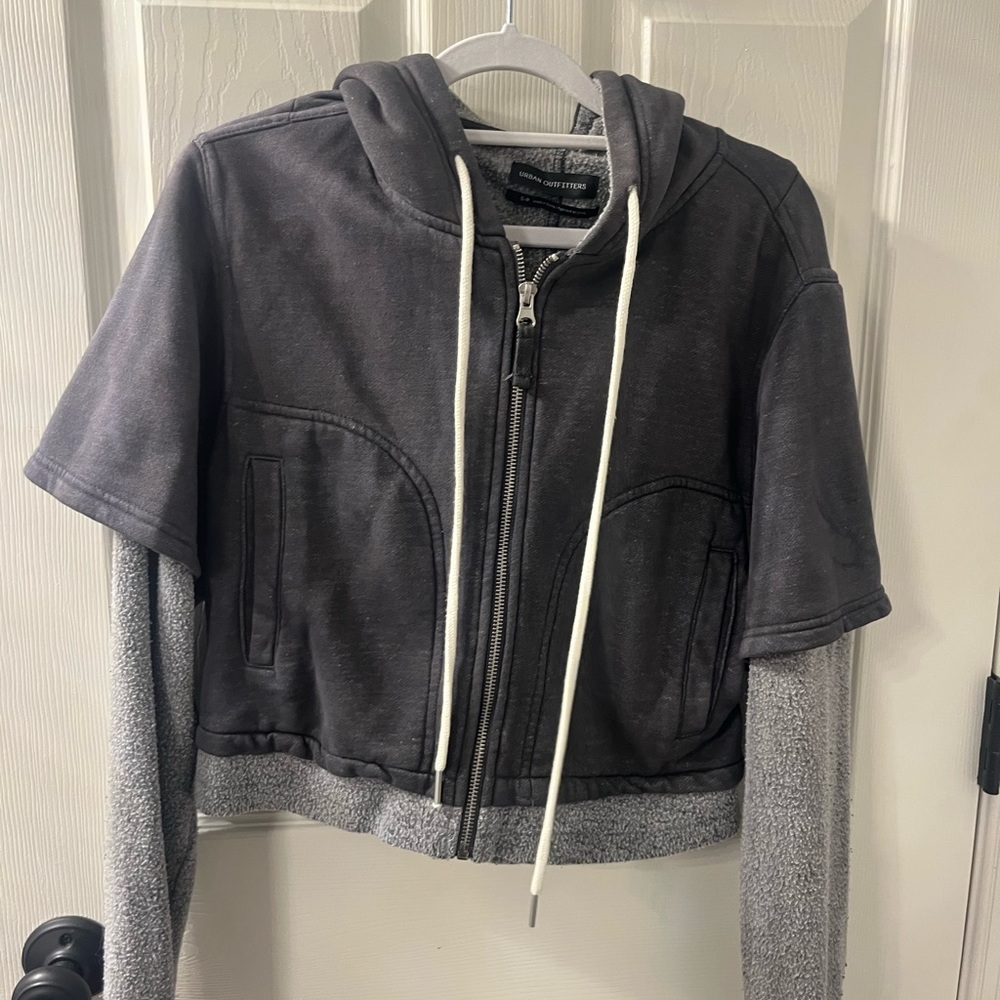 Logan layered fleece zip up sweater- cropped